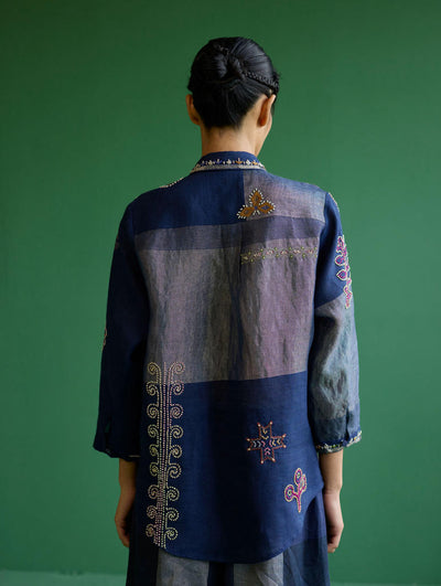 Tansa Hand-Embroidered Co-ord Set - Navy