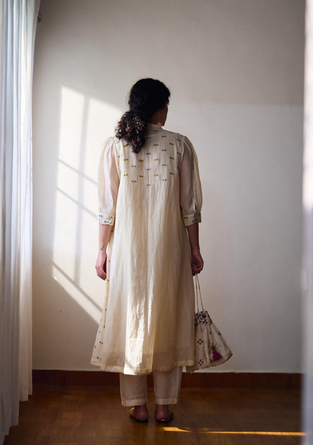 Kahili gather chanderi kurta set