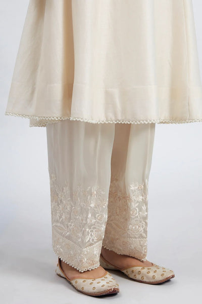Kaina A-line short kurta with salwar and dupatta-Daisy Ivory