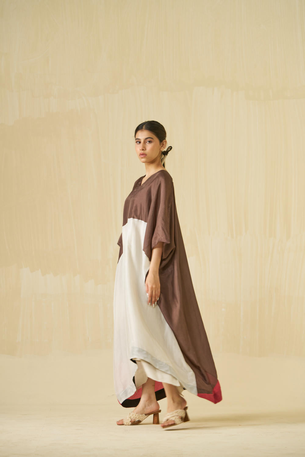 Kitten Dress - (Cocoa + Silver + Hibiscus red)
