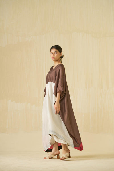 Kitten Dress - (Cocoa + Silver + Hibiscus red)