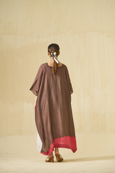 Kitten Dress - (Cocoa + Silver + Hibiscus red)