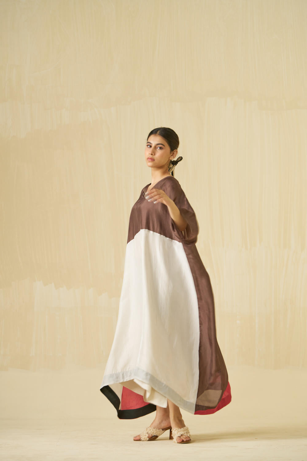 Kitten Dress - (Cocoa + Silver + Hibiscus red)