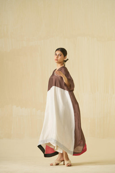 Kitten Dress - (Cocoa + Silver + Hibiscus red)
