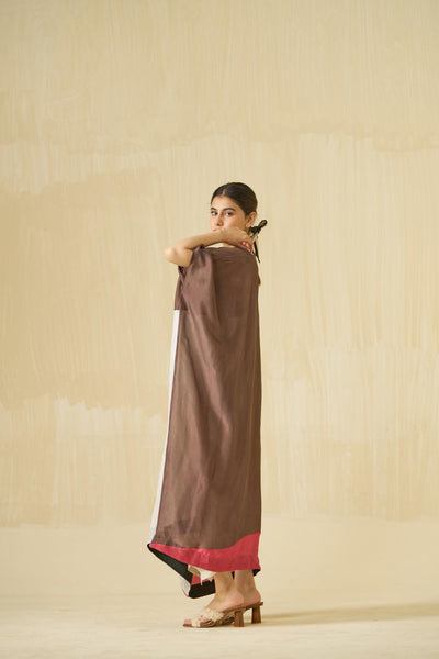Kitten Dress - (Cocoa + Silver + Hibiscus red)