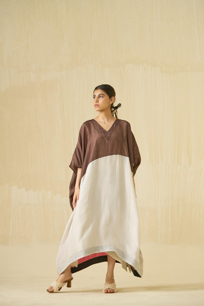 Kitten Dress - (Cocoa + Silver + Hibiscus red)