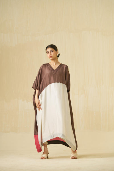 Kitten Dress - (Cocoa + Silver + Hibiscus red)