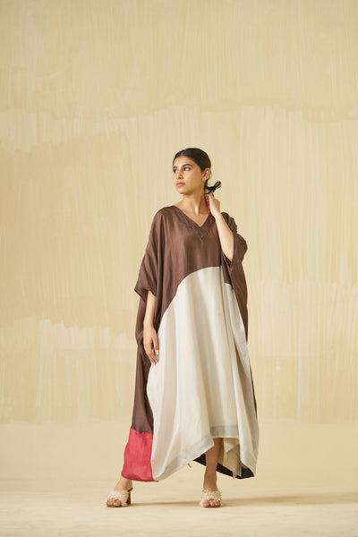 Kitten Dress - (Cocoa + Silver + Hibiscus red)