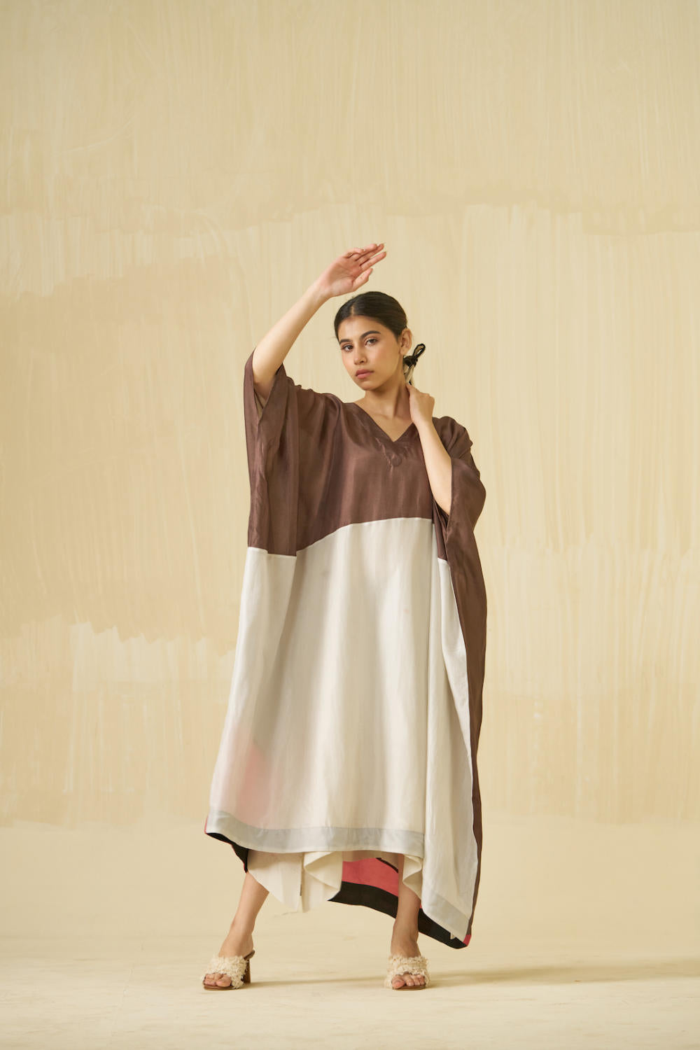 Kitten Dress - (Cocoa + Silver + Hibiscus red)