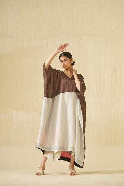 Kitten Dress - (Cocoa + Silver + Hibiscus red)