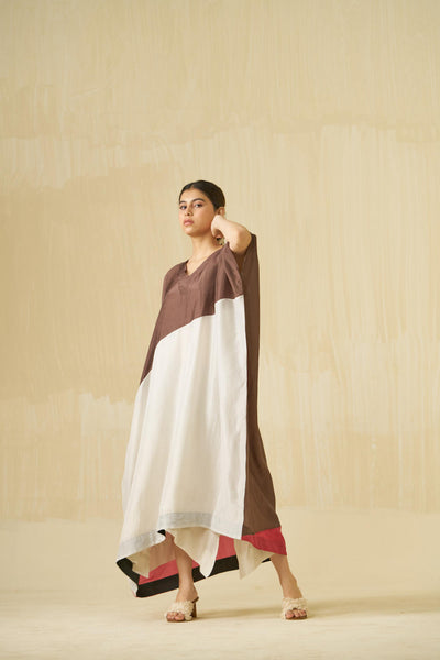 Kitten Dress - (Cocoa + Silver + Hibiscus red)
