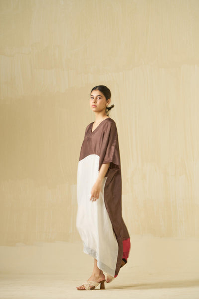 Kitten Dress - (Cocoa + Silver + Hibiscus red)