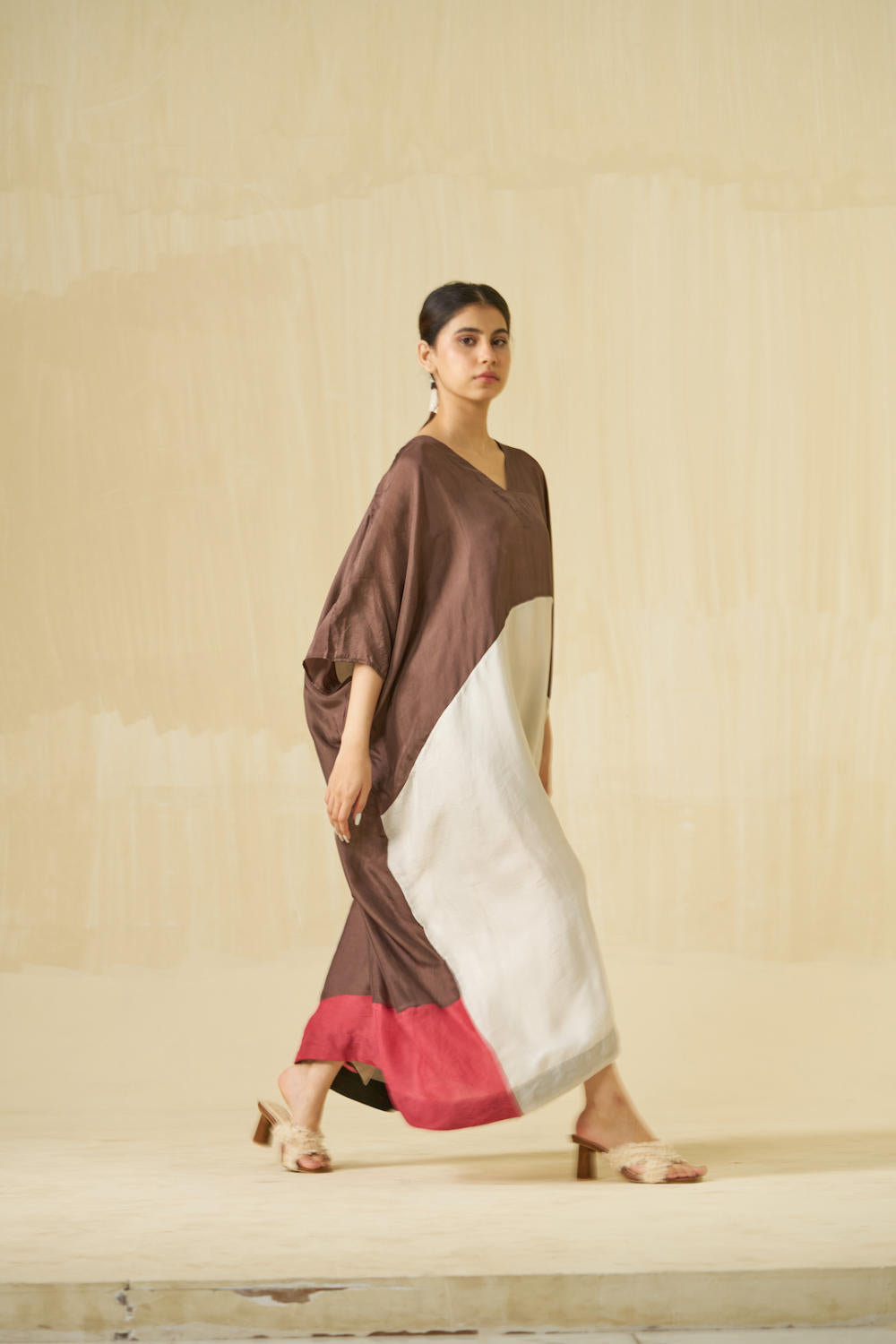 Kitten Dress - (Cocoa + Silver + Hibiscus red)