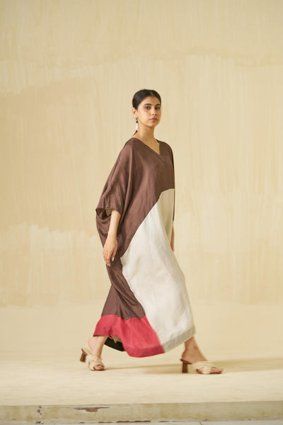 Kitten Dress - (Cocoa + Silver + Hibiscus red)