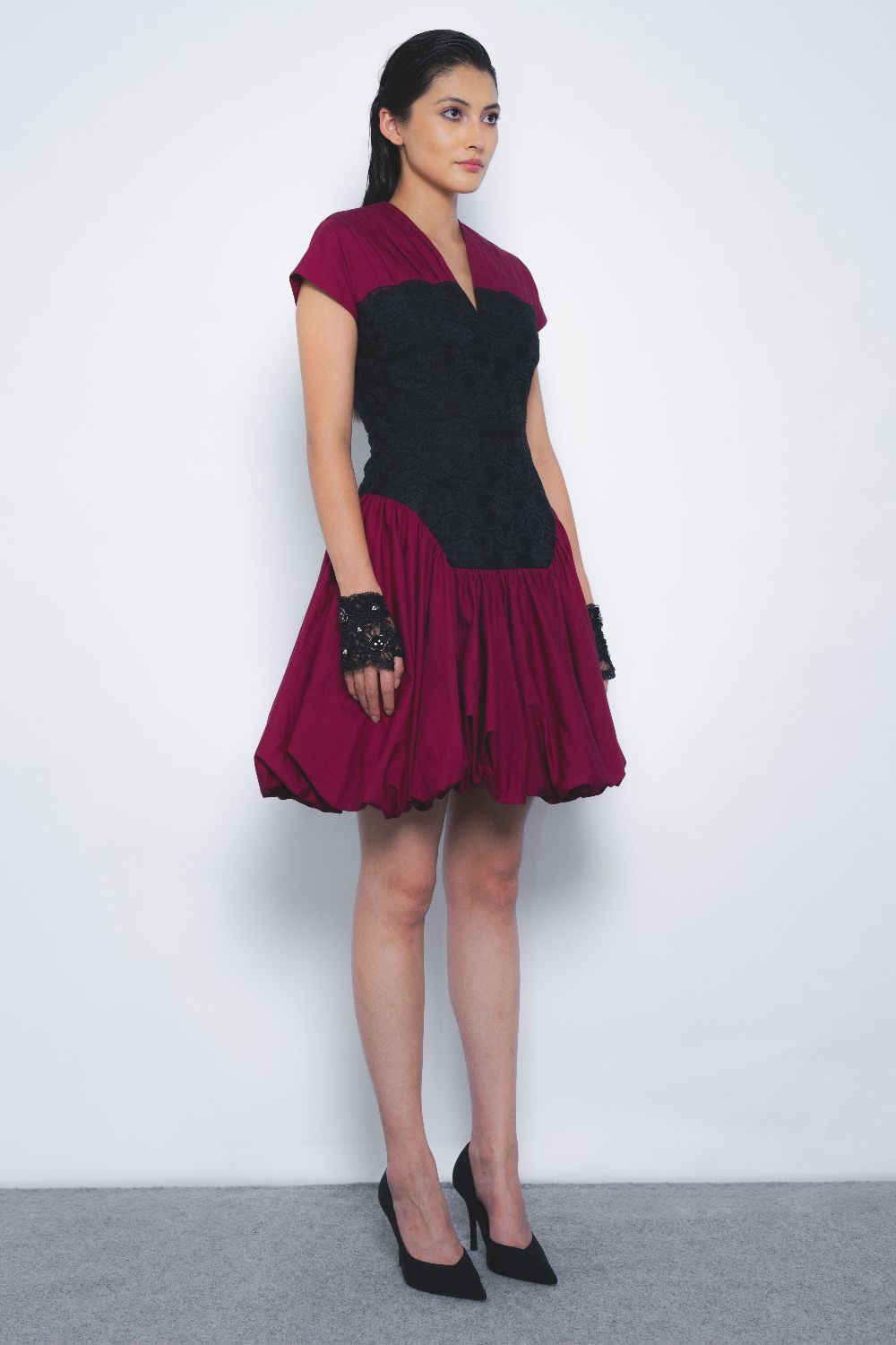 Kumuda Dress - Black and Magenta
