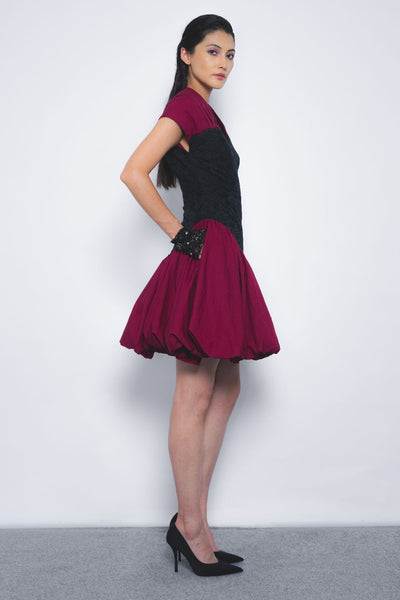 Kumuda Dress - Black and Magenta