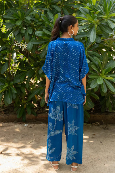 LEAF PANT SET-BLUE