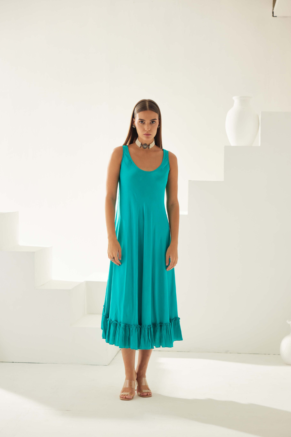 Turquoise midi dress