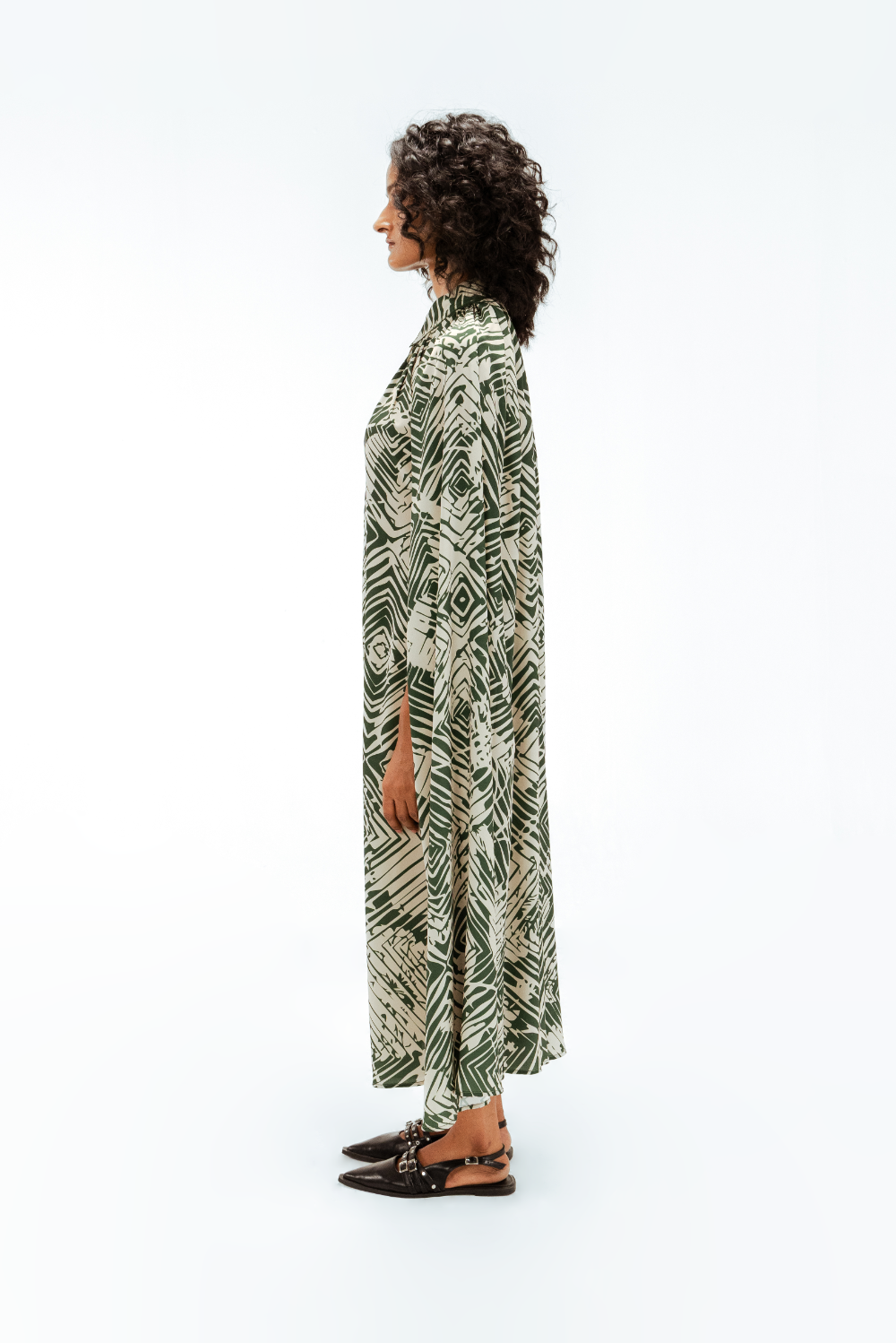 Florix Print Crepe Cape Dress