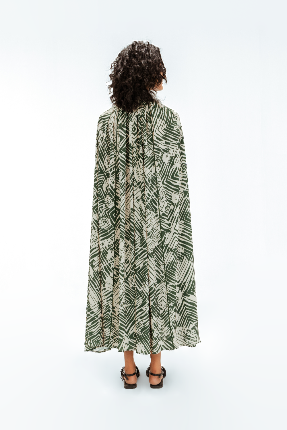 Florix Print Crepe Cape Dress