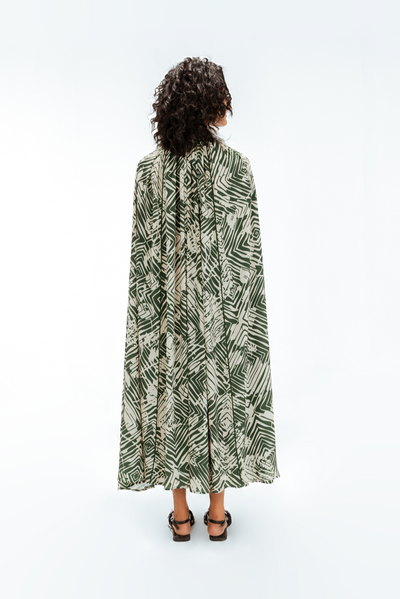 Florix Print Crepe Cape Dress