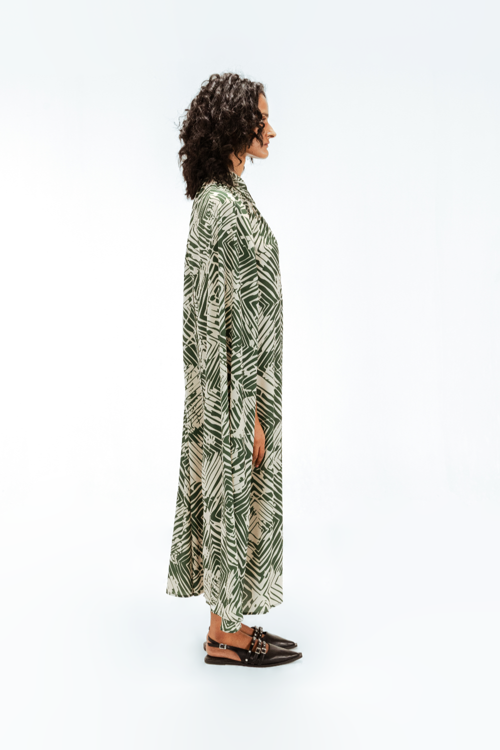 Florix Print Crepe Cape Dress