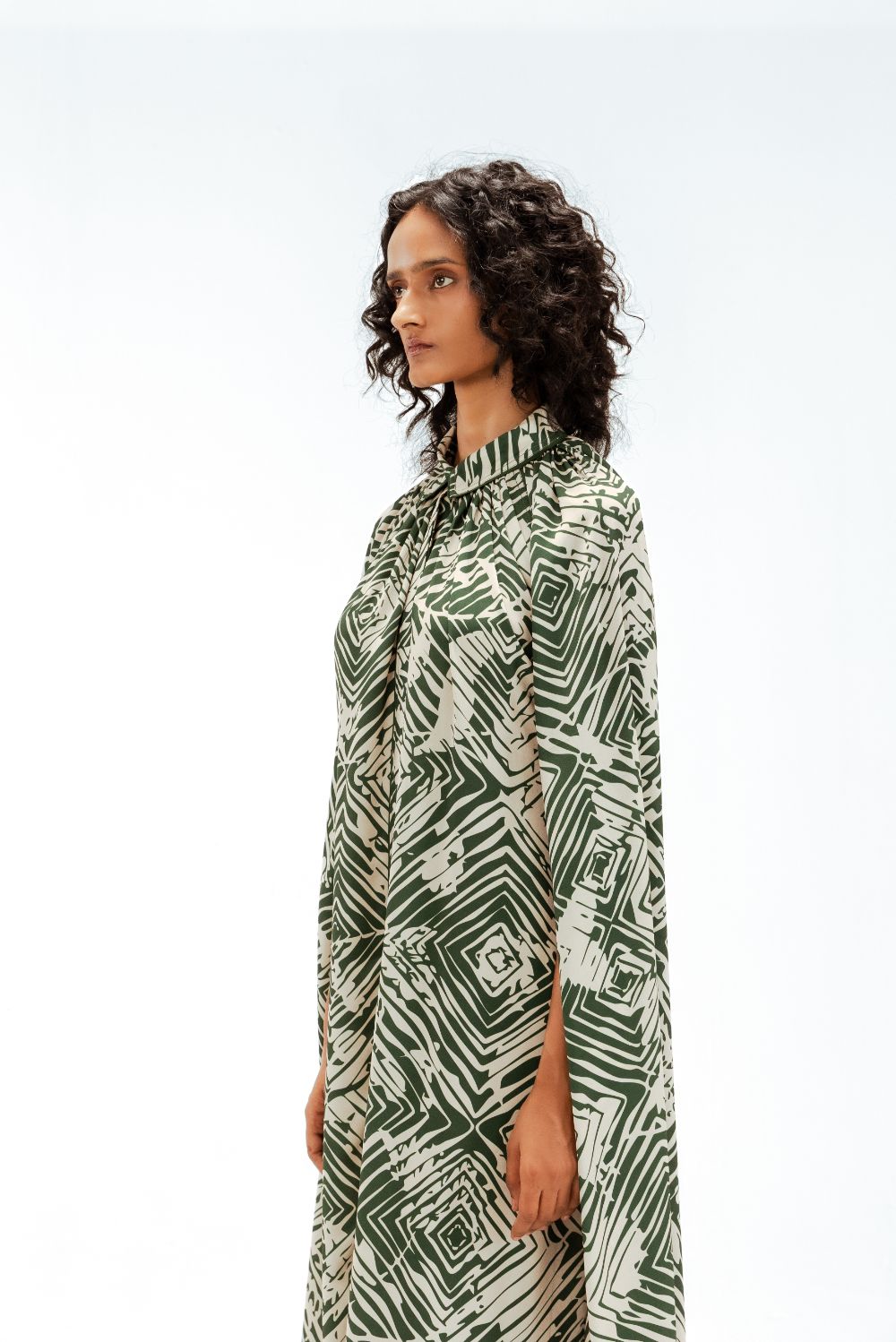 Florix Print Crepe Cape Dress
