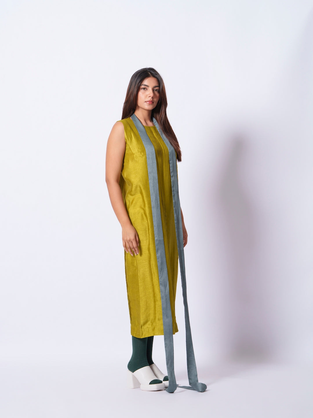 Leaf Dress-Moss Green + Teal