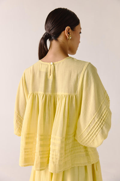 Leah Top -Butter yellow Anaar Emb