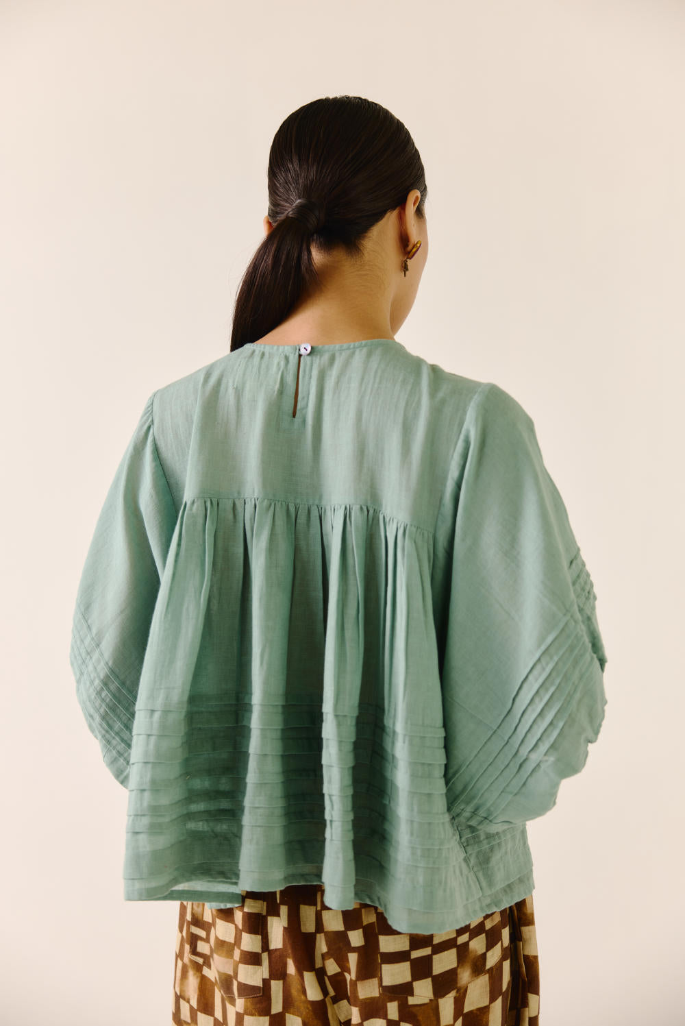 Leah Top -Pale Blue (smoked duck emb.)