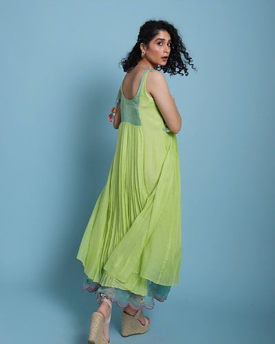Life on Pink Strappy Pleat Dress