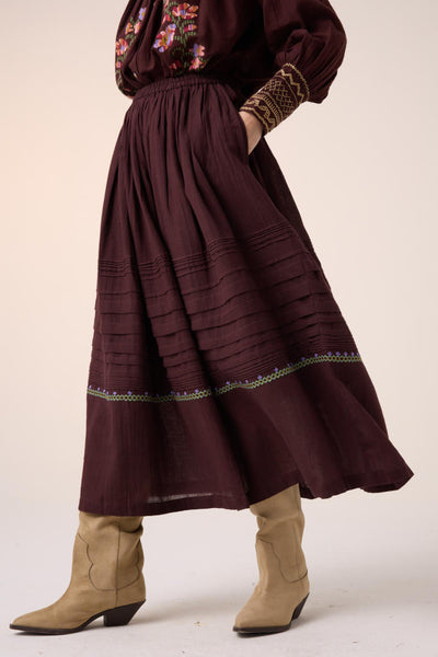 LOUIE SET -MAROON (LOUIE TOP+PINTUCK SKIRT )