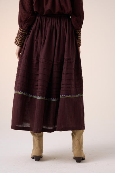 LOUIE SET -MAROON (LOUIE TOP+PINTUCK SKIRT )