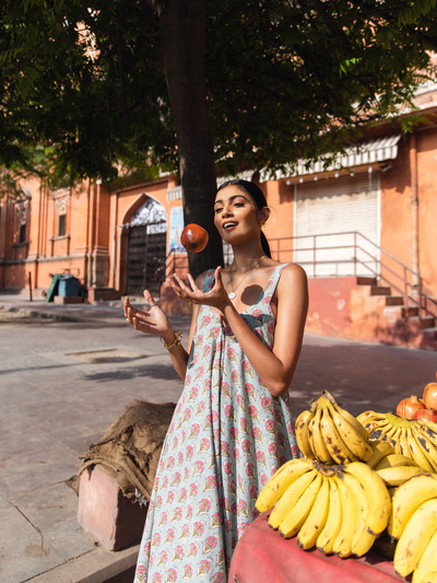 Truly Tropical Drape Jumpsuit - Printed Cotton Draped Jumpsuit