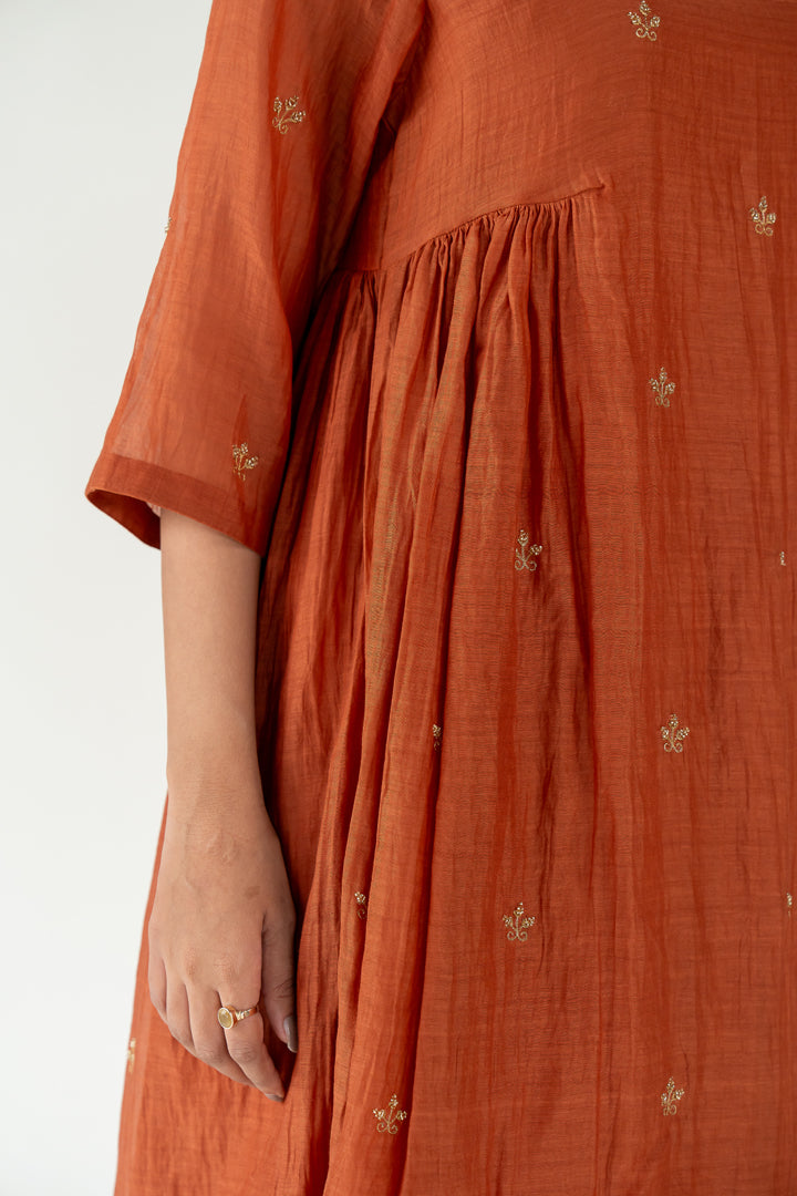 Ekra Kurta Set-Rust