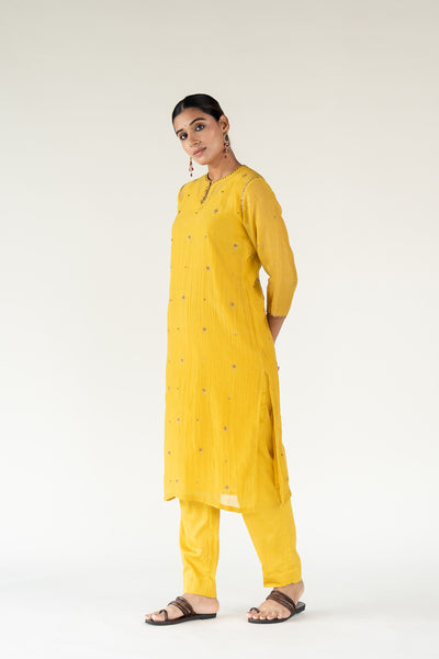Chaand Kurta Set-Mustard