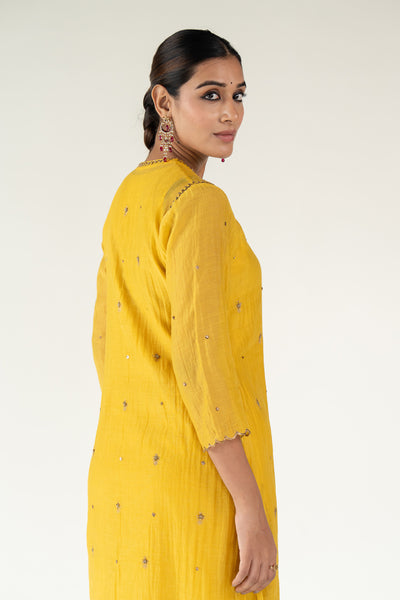Chaand Kurta Set-Mustard