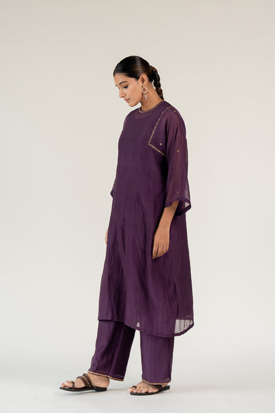 Caftan Kurta Set-Aubergine