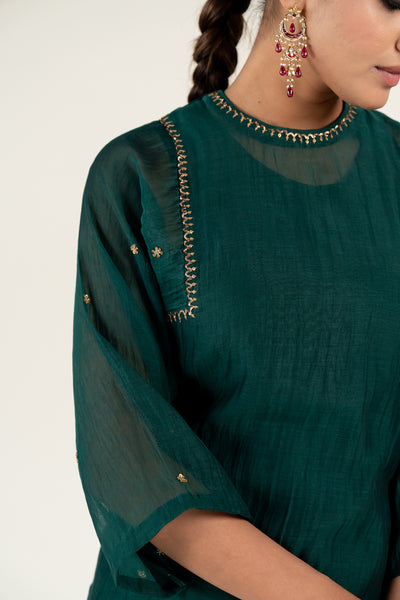 Caftan Kurta Set-Emerald