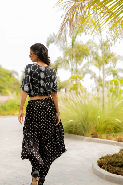 MOD DOTS WRAP DHOTI-BLACK