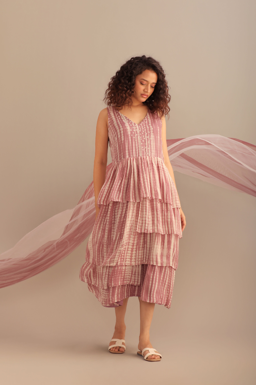 TIE-DYE SILK FLAP DRESS