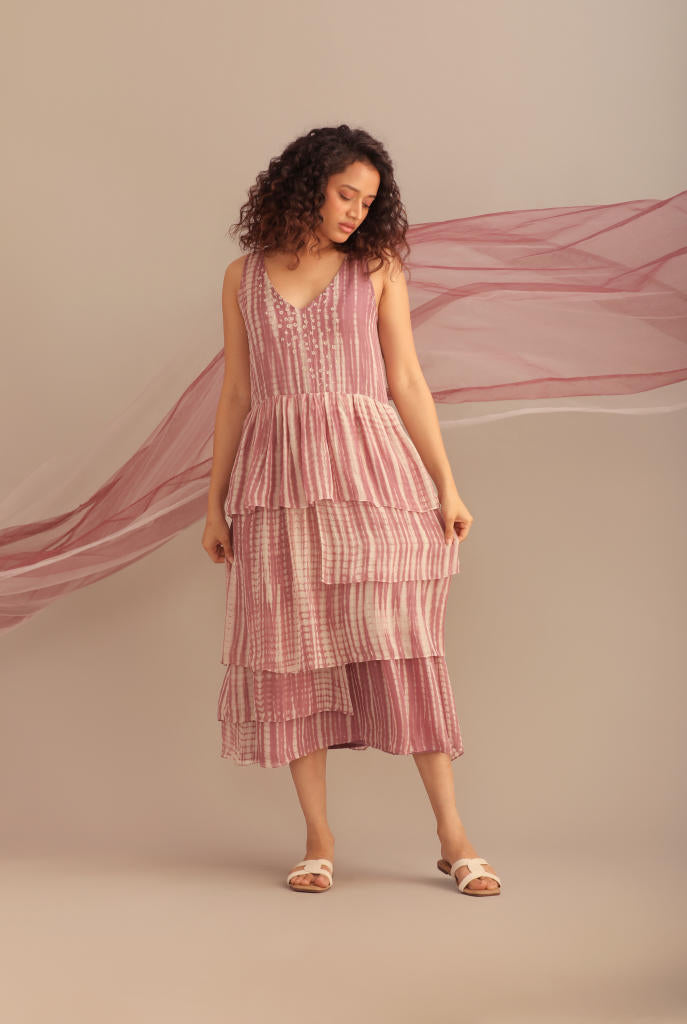 TIE-DYE SILK FLAP DRESS