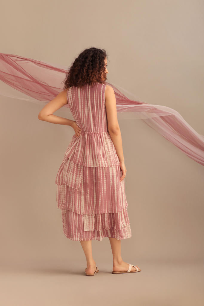 TIE-DYE SILK FLAP DRESS