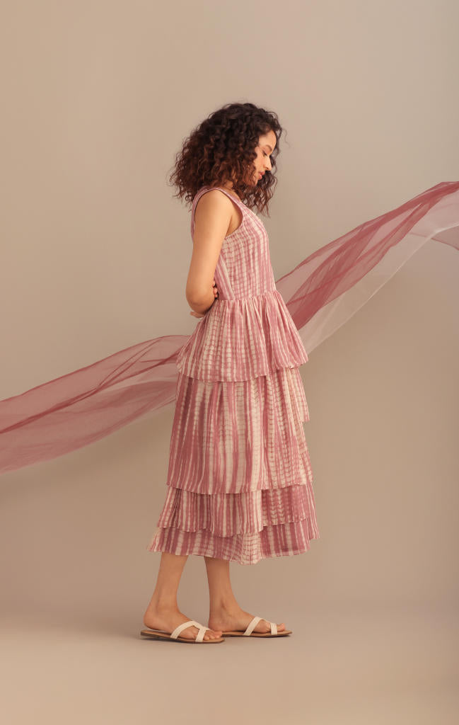 TIE-DYE SILK FLAP DRESS
