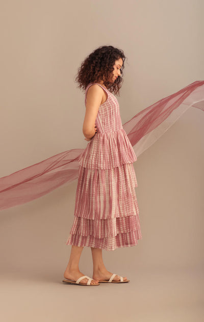 TIE-DYE SILK FLAP DRESS