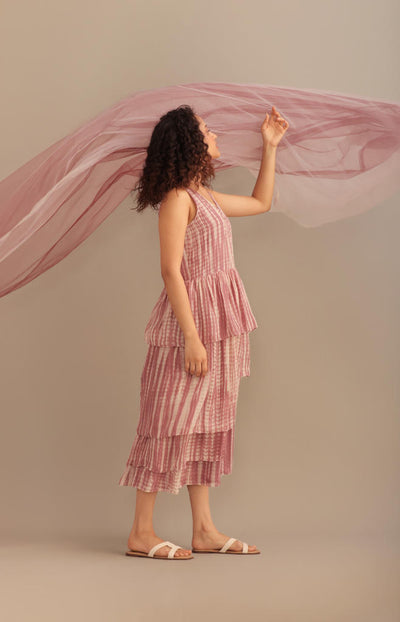 TIE-DYE SILK FLAP DRESS