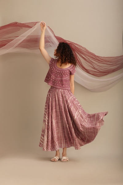 LAVENDER CROP TOP WITH CIRCULAR SKIRT