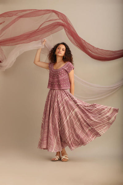 LAVENDER CROP TOP WITH CIRCULAR SKIRT