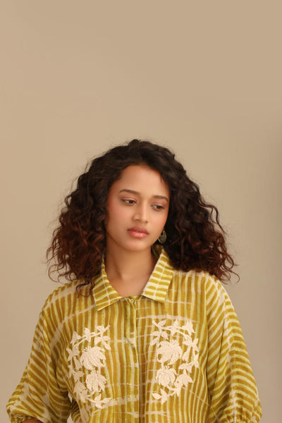 STRIPED COTTON SILK PRINTED CO-ORD SET