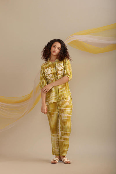 STRIPED COTTON SILK PRINTED CO-ORD SET